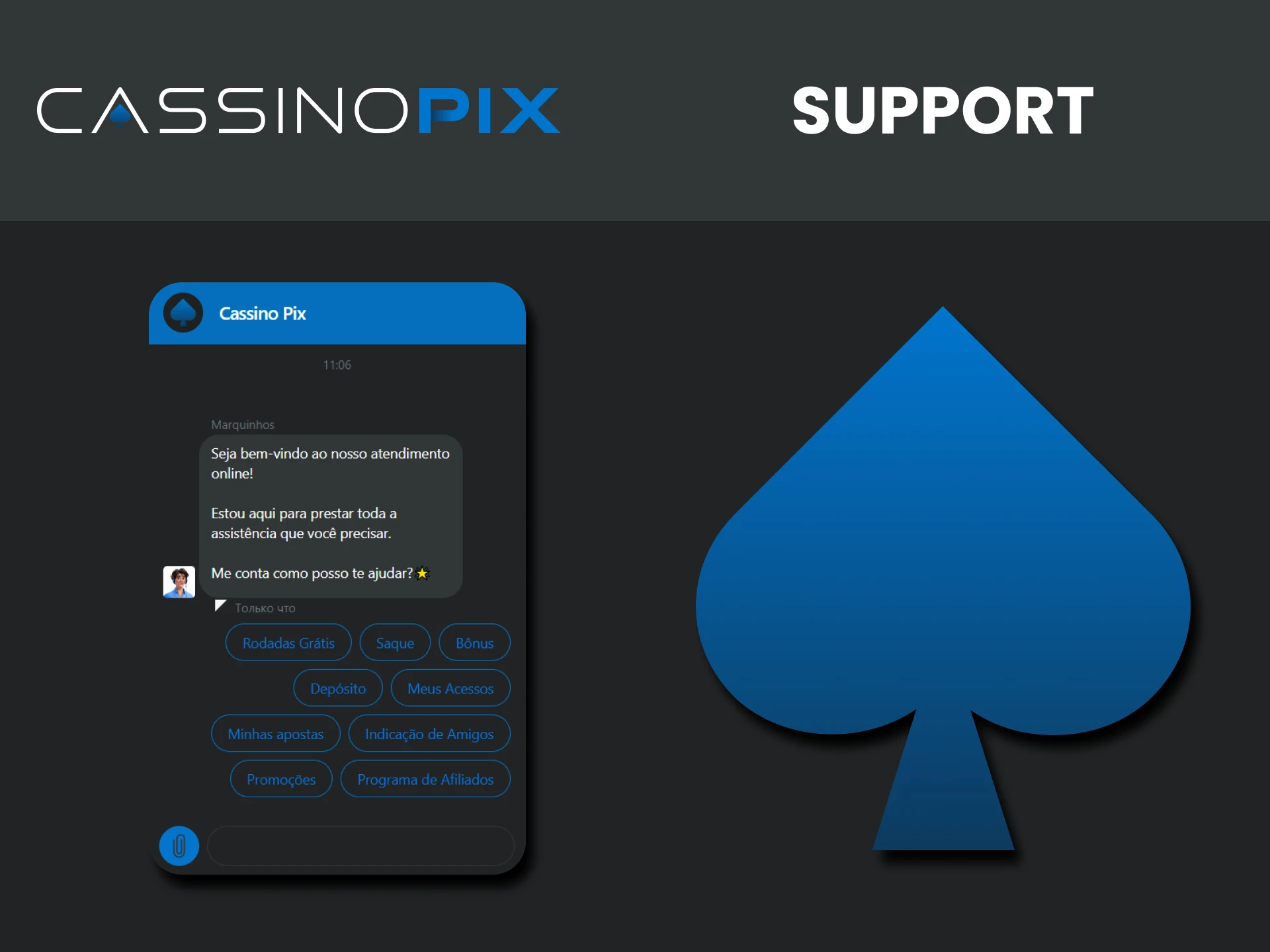 There is technical support on the Cassino Pix website.