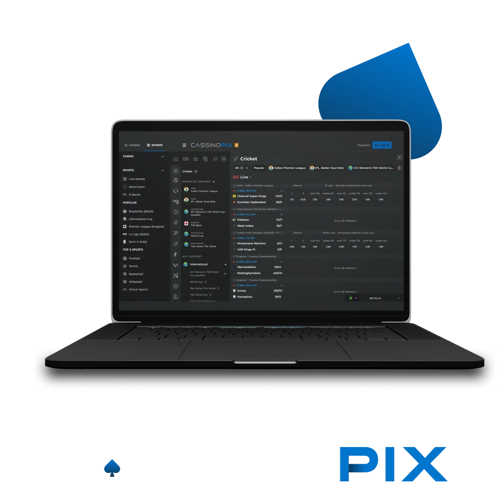 For sports betting, choose cricket from Cassino Pix.