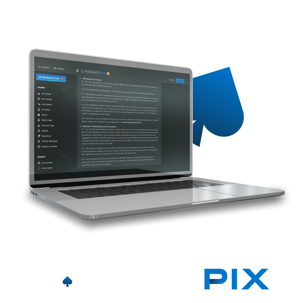 We will tell you everything about transactions on the Cassino Pix website.