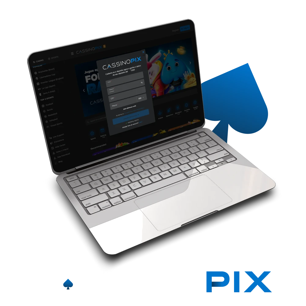 We will walk you through the registration process for Cassino Pix.