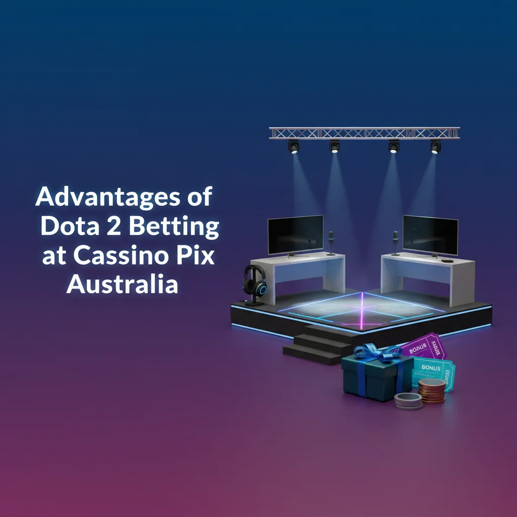 Banner: Advantages of Dota 2 betting at Cassino Pix Australia—bonus, AUD payments, 24/7 support, fast app, deep markets.