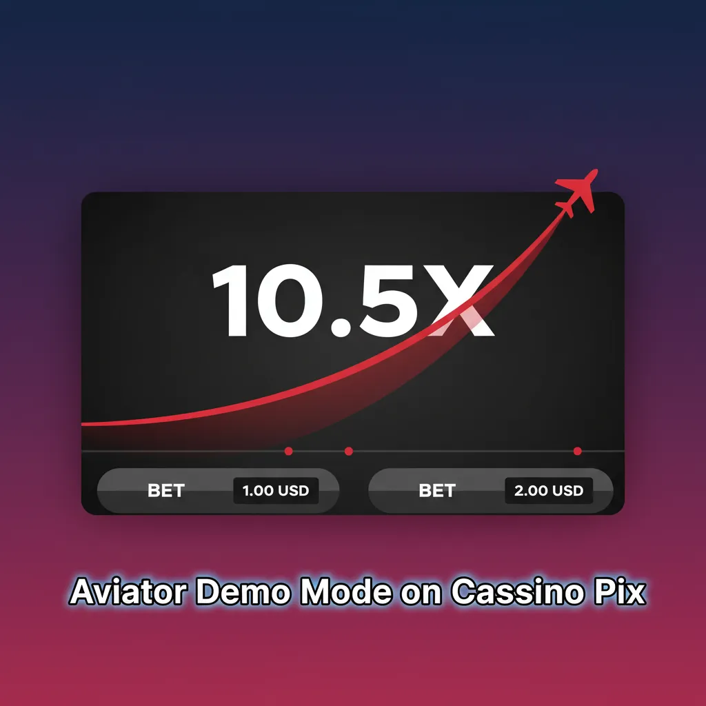 Aviator demo mode on Cassino Pix showing rising multiplier graph, virtual funds, plus auto bet and auto cash out features.