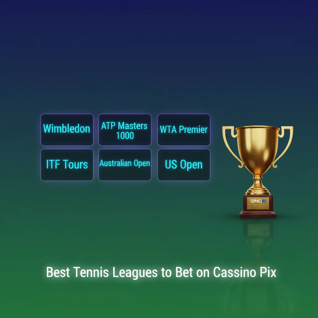 Cassino Pix tennis betting promo featuring Australian Open, Roland-Garros, Wimbledon, US Open and ATP/WTA events.