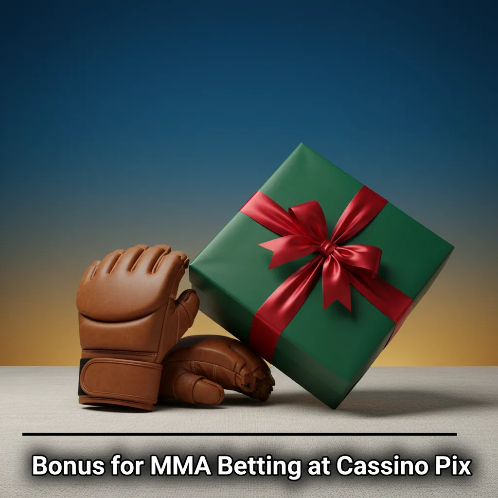Cassino Pix MMA betting bonus banner showing AUD bonus value and key conditions for qualifying bets and markets.