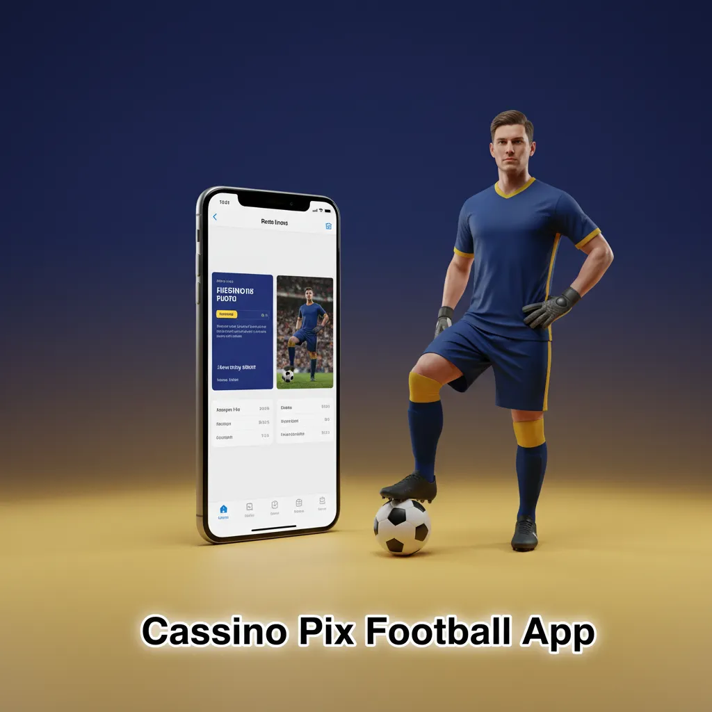 Phone showing Cassino Pix Football betting app with live scores, in-play odds, and biometric login on iOS and Android.