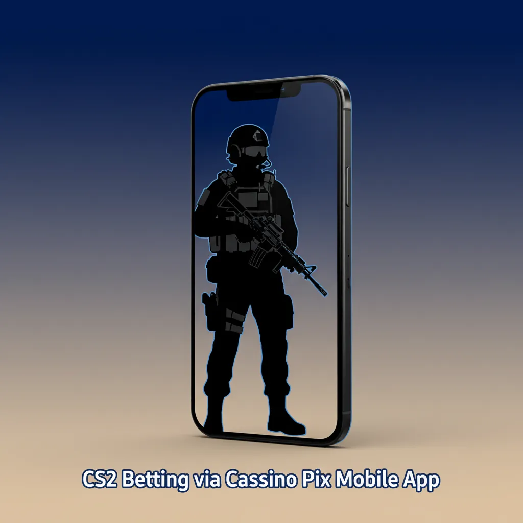 Smartphone showing Cassino Pix app with CS2 esports odds, live markets, bet slip, and push alerts.