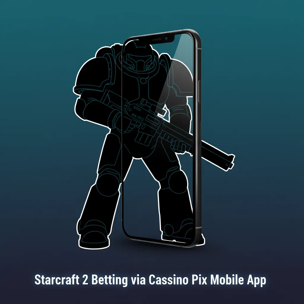Cassino Pix mobile app screen showing StarCraft 2 betting odds, live maps, and notifications on a smartphone.