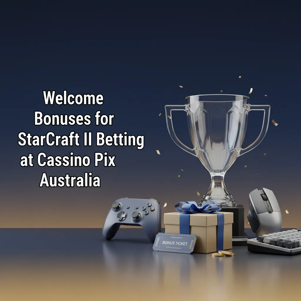 Banner: 100% welcome bonus up to A$2,200 for StarCraft II betting at Cassino Pix Australia, with signup steps and T&Cs.